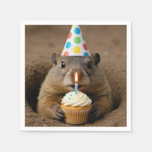 Birthday Groundhog with a Cupcake Napkins