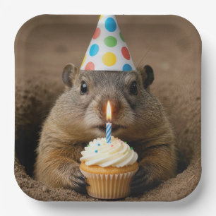 Birthday Groundhog with a Cupcake Paper Plates
