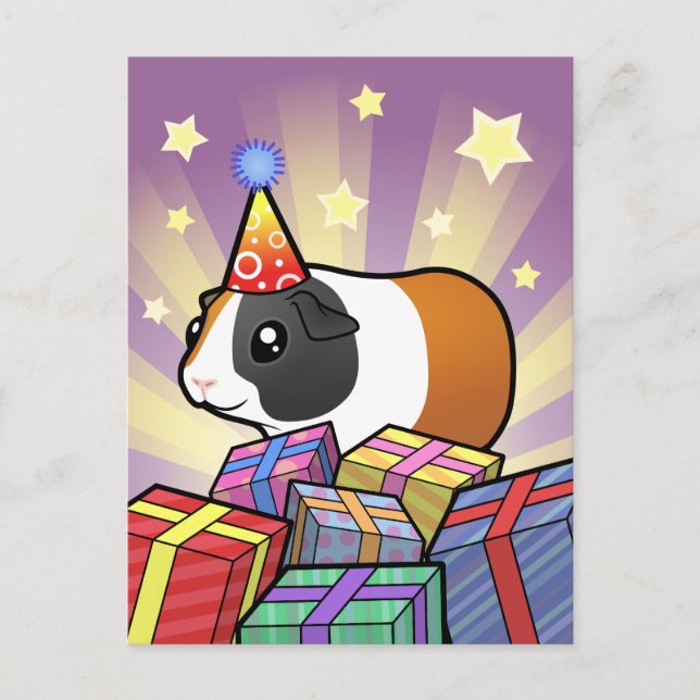 Birthday Guinea Pig (smooth hair) Postcard (Front)