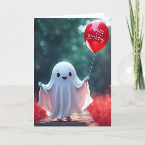 Birthday Halloween Ghost Holiday Card