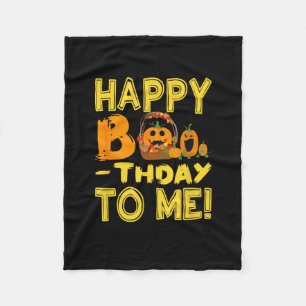 Birthday Halloween Happy Boo-thday to Me Pumpkin Fleece Blanket