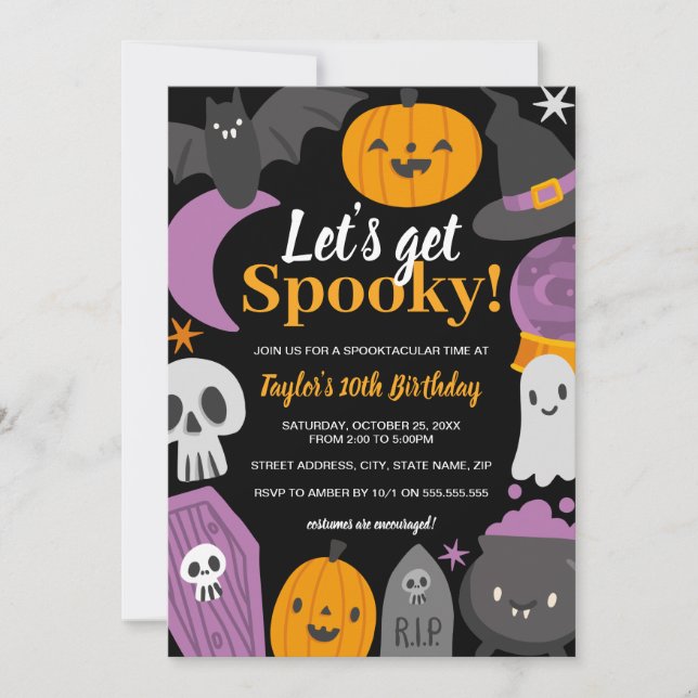 Birthday Halloween Let's Get Spooky Party  Invitation (Front)