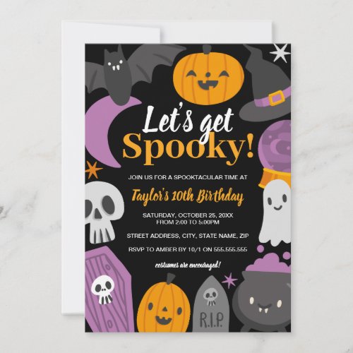 Birthday Halloween Lets Get Spooky Party  Invitation