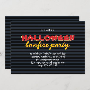 Birthday Halloween Party Bonfire Teen Boy 12th Invitation
