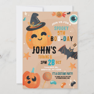 Birthday Halloween Pumpkin Blue Party Kids Invitation