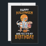 Birthday Halloween Skeleton Riding Mummy Dinosaur Invitation<br><div class="desc">Birthday Halloween Skeleton Riding Mummy Dinosaur</div>