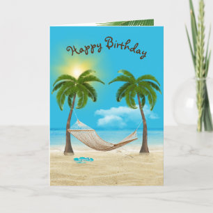 Birthday Hammock on Beach Card