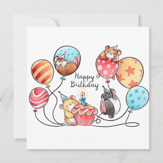Birthday Hamsters Holiday Card (Front)