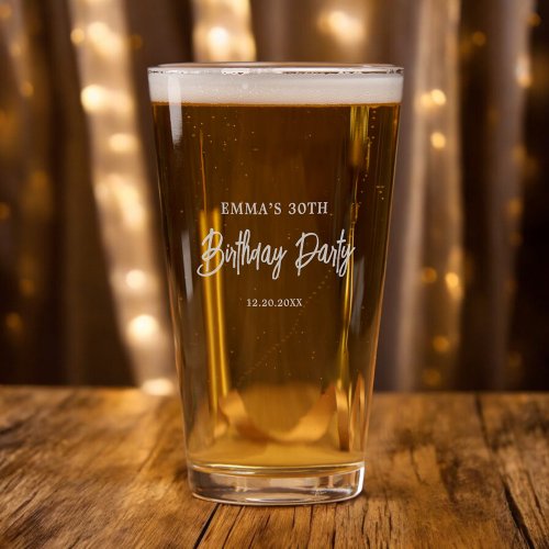 Birthday Handwritten Brush Modern Pint Glass