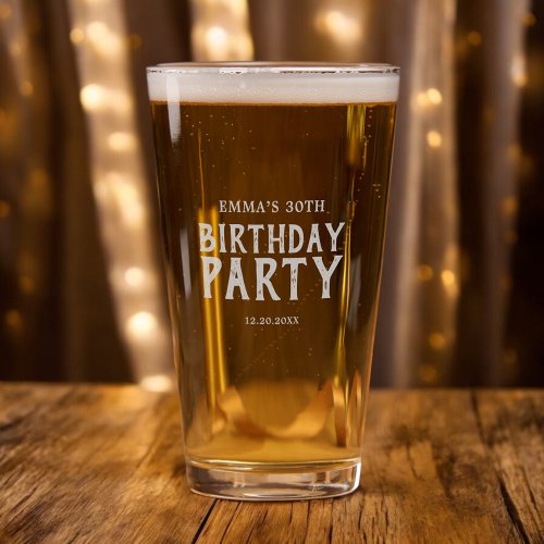 Birthday Handwritten Brush Modern Pint Glass