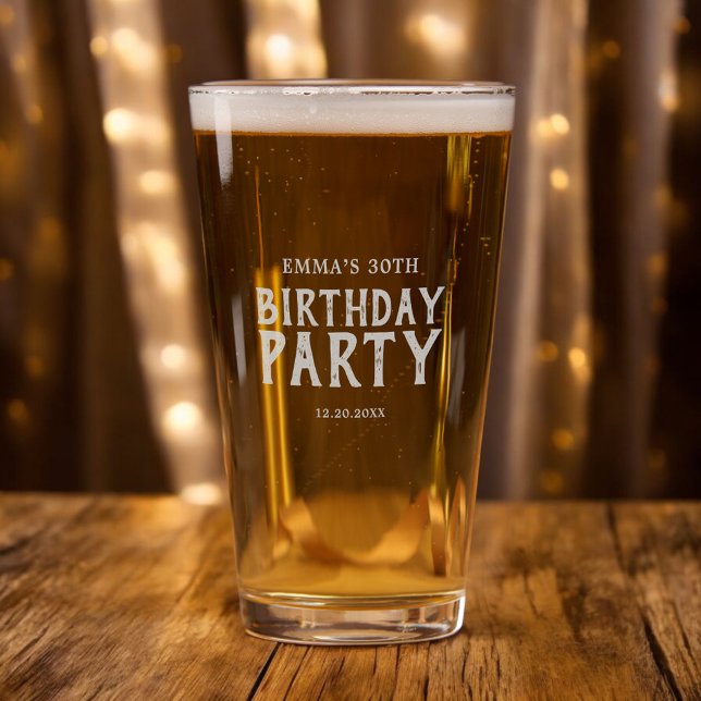 Birthday Handwritten Brush Modern Pint Glass (Creator Uploaded)