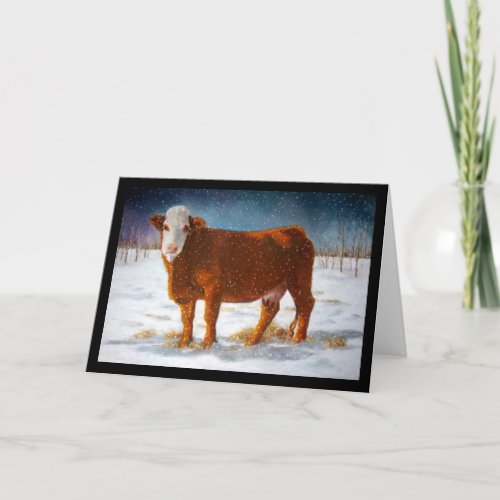 BIRTHDAY HAPPY BEEF_DAY PASTEL ART COW CARD