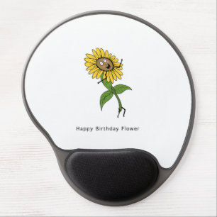 Birthday, happy birthday flower, sunflower gel mouse pad