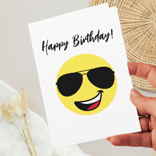 Birthday Happy Face Aviator Glasses Funny Photo Card