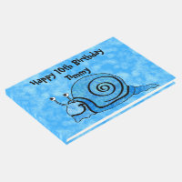 Birthday Happy Smiling Cartoon Cute Blue Snail Guest Book