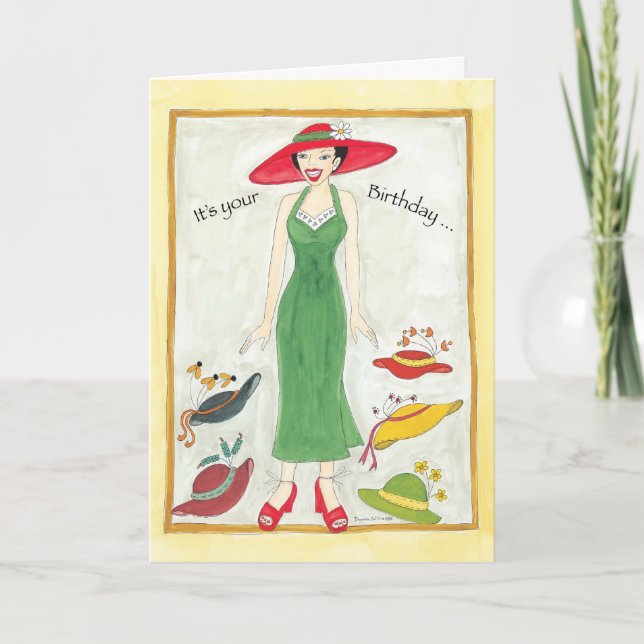 Birthday Hat Girl Card (Front)