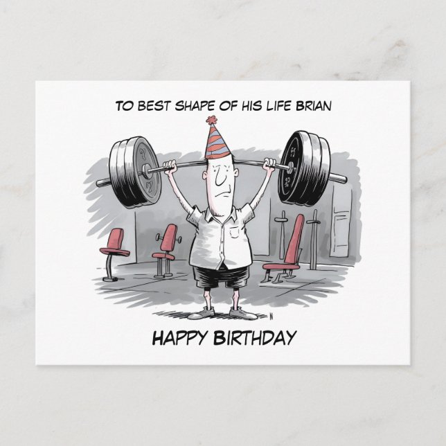 birthday hat wearing skinny man birthday postcard (Front)