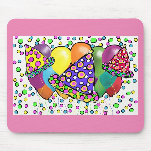 BIRTHDAY HATS DESIGN MOUSE PAD (Front)