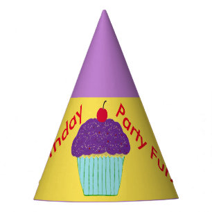 Birthday Hats Purple Frosting Cupcake Balloons