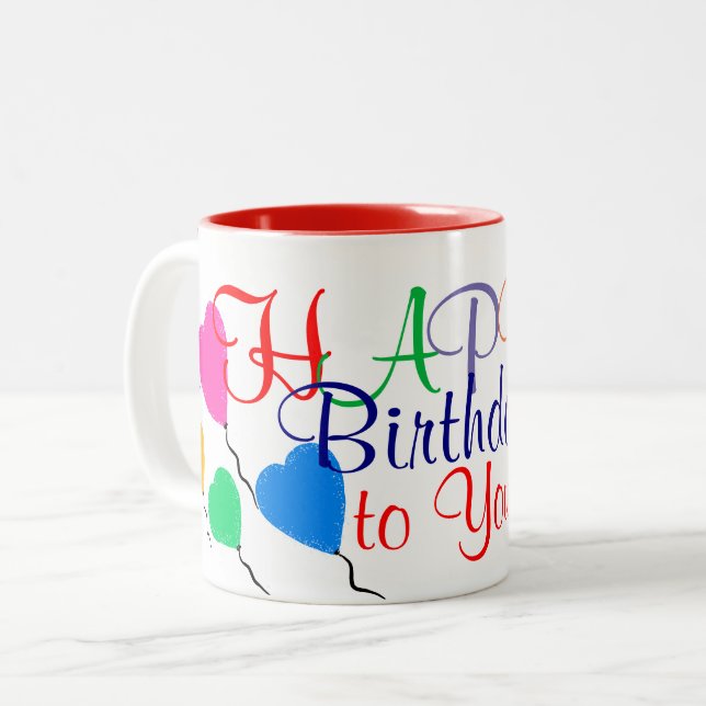 Birthday Heart Balloons Colorful Mug (Front Left)