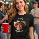 Birthday heart photo man girlfriend Tri-Blend shirt<br><div class="desc">For his girlfrield. Personalize and add his name,  age and photo. A heart as photo frame. White text.</div>