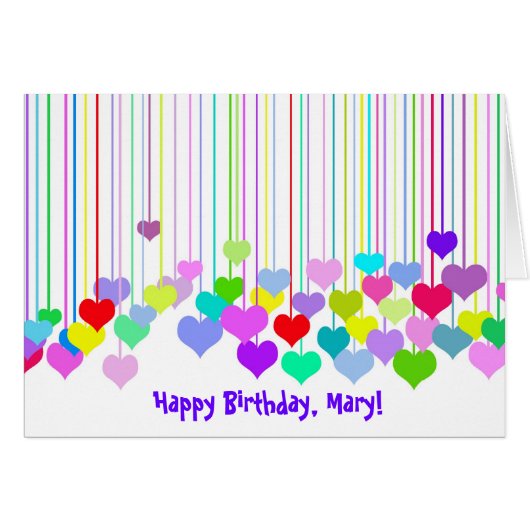 Birthday hearts on white cards (Front Horizontal)