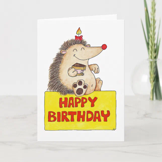 BIRTHDAY HEDGEHOG greeting card by Nicole Janes | Zazzle