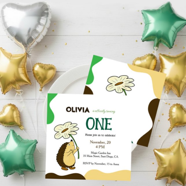 Birthday Hedgehog with chamomile  Invitation (Creator Uploaded)