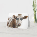 Birthday Hereford Cow With Sunglasses Card<br><div class="desc">Watercolor Hereford cow wearing aviator sunglasses for friend's birthday humor.
Inside text is editable.</div>