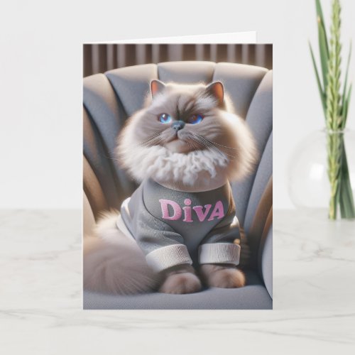 Birthday Himalayan Diva Cat Card