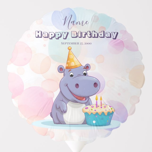 Birthday Hippo Balloon (Front)