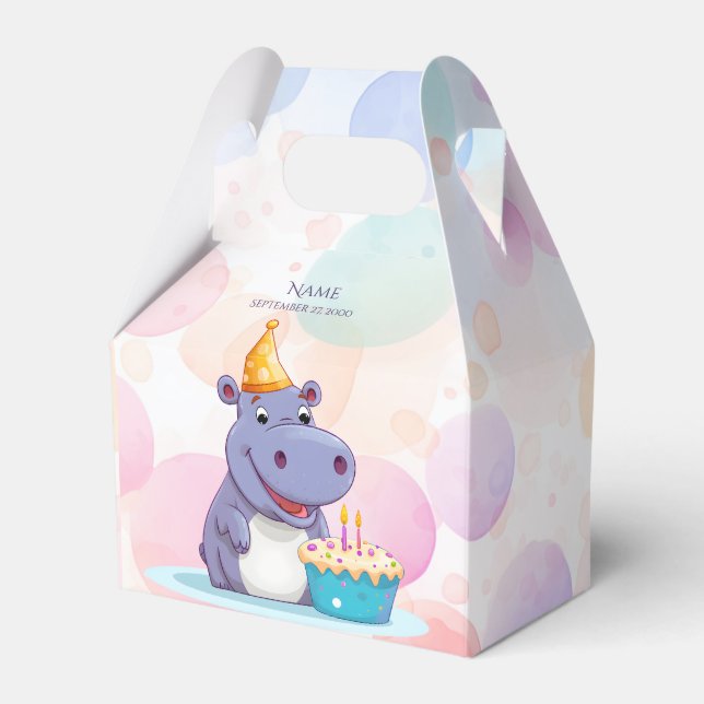 Birthday Hippo Favor Box (Front Side)