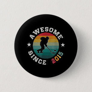 Birthday Hockey Lover Gift 10 Years Old Awesome Si Button