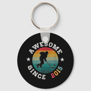 Birthday Hockey Lover Gift 10 Years Old Awesome Si Keychain