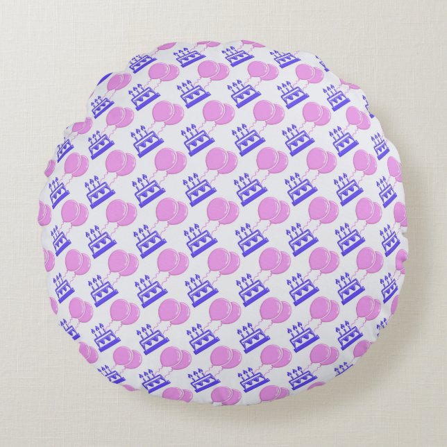 Birthday holiday party pattern. round pillow (Front)