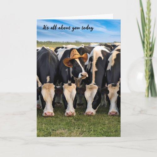 Birthday Holstein Cows Grazing Card