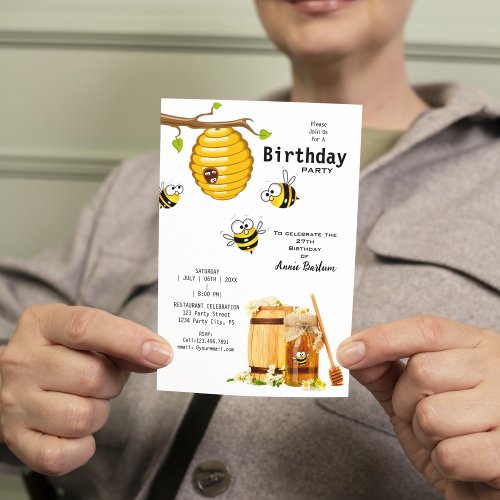 Birthday Honey Bee Beehive Celebration Invitation