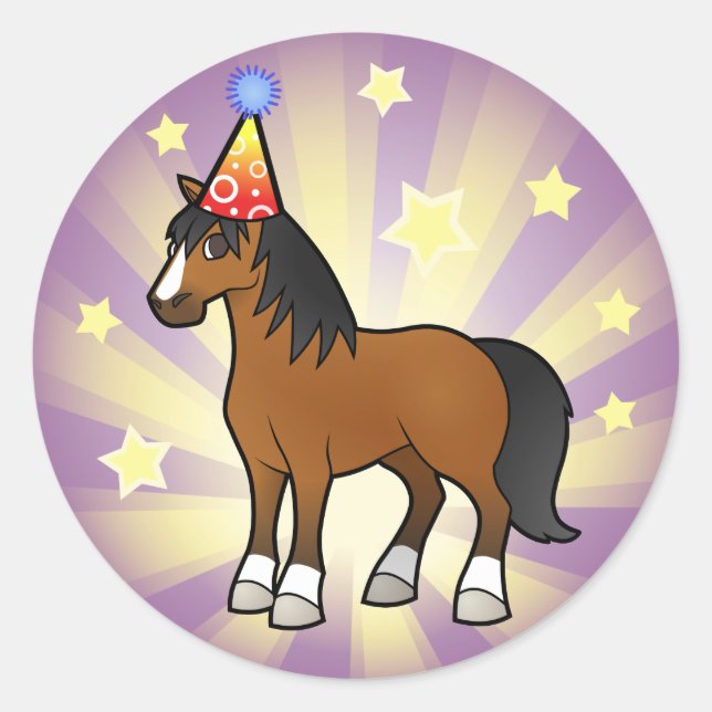 Birthday Horse Classic Round Sticker (Front)