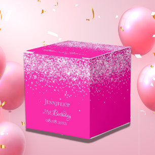 Birthday hot pink confetti girl favor boxes