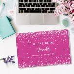 Birthday hot pink glitter girl glamorous guest book<br><div class="desc">A guest book for a girl Sweet 16 (or any age) birthday party.  A trendy hot pink background with faux glitter sparkles. Add your name,  age/text.</div>