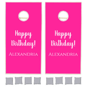 Birthday Hot Pink Personalized Birthday Party Cornhole Set