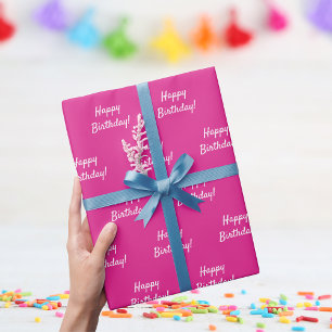 Birthday hot pink pink girl wrapping paper