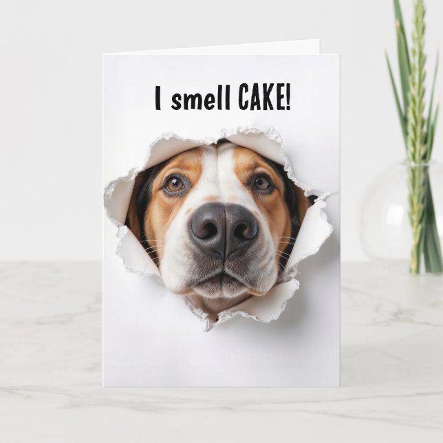Birthday Hound Dog In Paper Hole Card (Front)
