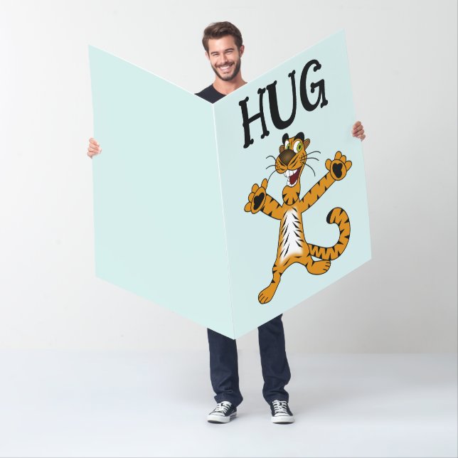 BIRTHDAY HUG CAT FUNNY GIANT TIGER CARD (In Situ)