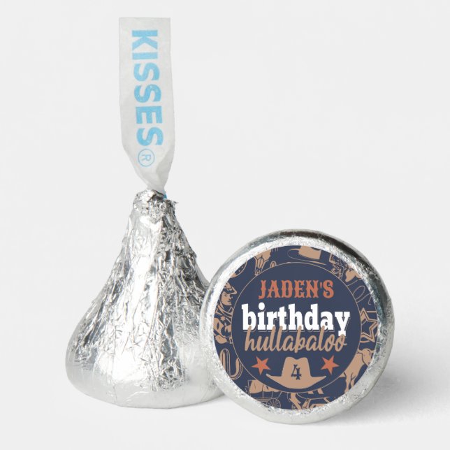 "Birthday Hullabaloo" Western Cowboy Party Hershey®'s Kisses® (Front)
