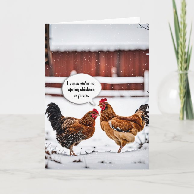 Birthday Humor Chickens In Snowflakes Card (Front)