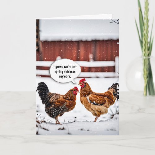 Birthday Humor Chickens In Snowflakes Card