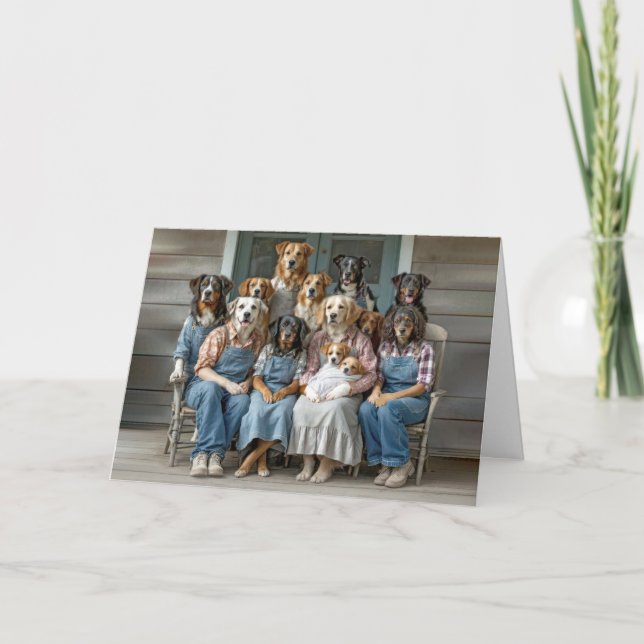 Birthday Humor Dog Family Portrait Card (Front)