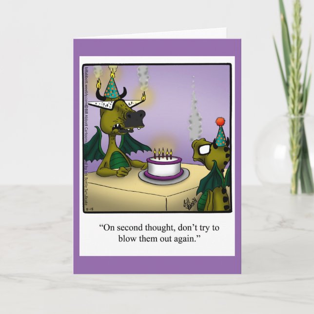 Birthday Humor Dragons Greeting Card For Kids (Front)