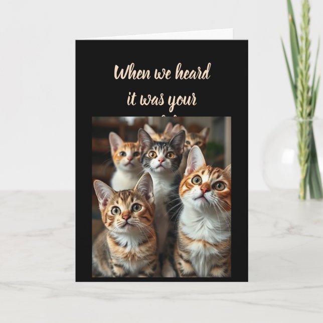 Birthday Humor From all of Us Cute Cats Card (Front)